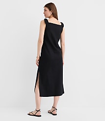 Petite Linen Cotton Tie Boatneck Midi Dress carousel Product Image 2