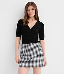 Petite Gingham Modern Mini Skort carousel Product Image 1