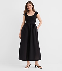Petite Smocked Cap Sleeve Midi Pocket Dress carousel Product Image 1