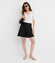 Side Zip Shorts in Dotted Linen Blend carousel Product Image 1
