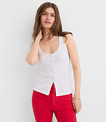 Scalloped Pointelle Button Tank Top carousel Product Image 1