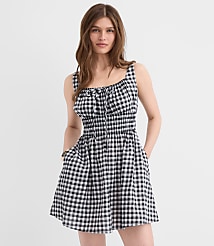 Gingham Smocked Mini Pocket Dress carousel Product Image 3