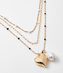 Pearlized Heart Layered Necklace Set carousel Product Image 2