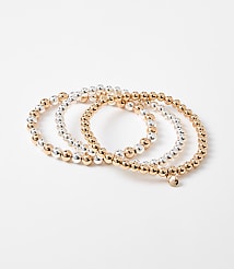Mixed Metallic Beaded Stretch Bracelet Set carousel Product Image 1