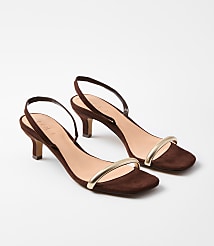 Metallic Slingback Kitten Heel Sandals carousel Product Image 1
