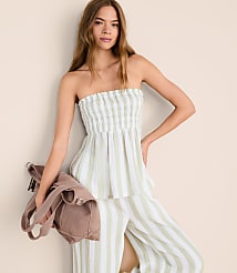 Lou & Grey Striped Triple Cloth Babydoll Top carousel Product Image 1