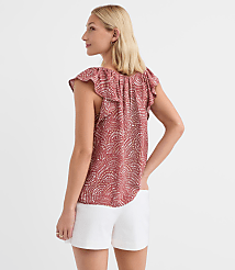 Petite Swirl Flutter Sleeve Mixed Media Blouse carousel Product Image 2