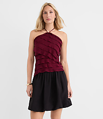 Mesh Ruffle Halter Top carousel Product Image 1