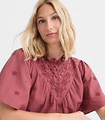 Eyelet Flutter Sleeve Blouse carousel Product Image 1