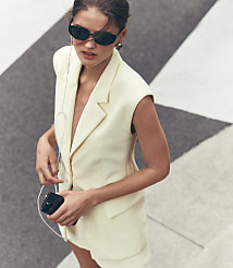 Petite LOFT Versa Crepe Drape Sleeveless Blazer carousel Product Image 6
