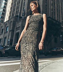 Petite LOFT Versa Animal Print Mesh Maxi Dress carousel Product Image 6