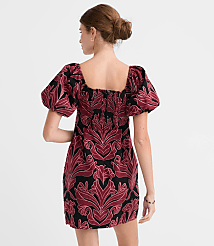 Petite Floral Linen Cotton Puff Sleeve Mini Pocket Dress carousel Product Image 2