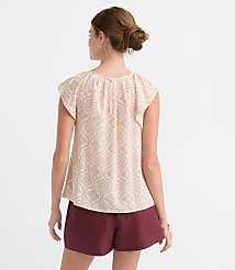 Petite Floral Flutter Sleeve Mixed Media Blouse carousel Product Image 3