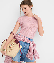 Lace Cap Sleeve Tee carousel Product Image 1