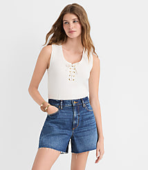 Lace Up Perfect Ribbed Scoop Neck Tank Top carousel Product Image 1