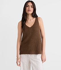 Ribbed Linen Scoop Neck Sweater Tank Top carousel Product Image 1