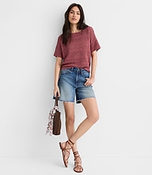 Pointelle Relaxed Sweater Tee carousel Product Image 1