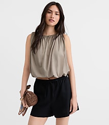 Ruched Boatneck Bubble Hem Shell carousel Product Image 1