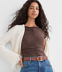 Ruffle Trim Ruched Top carousel Product Image 2