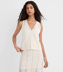 Crochet Button V-Neck Top carousel Product Image 1