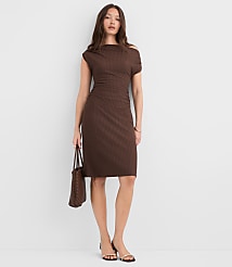 Petite Stitchy Asymmetrical Ruched Mini Dress carousel Product Image 3