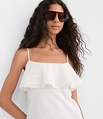 Petite Lace Trim Strappy Ruffle Mini Dress carousel Product Image 2