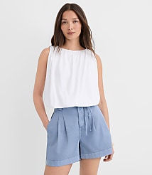 Ruched Boatneck Bubble Hem Shell carousel Product Image 1