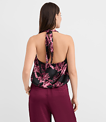 Lily Satin Wrap Halter Top carousel Product Image 2