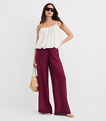 Semi-Sheer Pull On Wide Leg Pants carousel Product Image 1