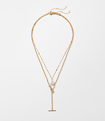 Pearlized Bar Layered Necklace Set carousel Product Image 1