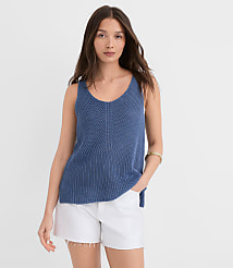 Ribbed Linen Scoop Neck Sweater Tank Top carousel Product Image 1