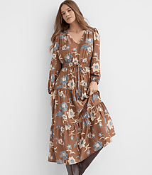 Petite Floral Smocked Tie Waist Midi Dress carousel Product Image 1