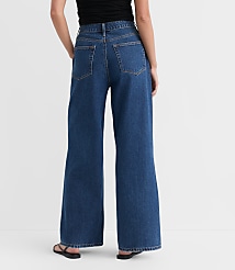 Rivete Petite Curvy High Rise Relaxed Wide Leg Jeans in Mid Wash carousel Product Image 2