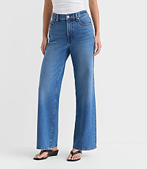 Rivete Petite Curvy High Rise Wide Leg Jeans in Vintage Dark Wash carousel Product Image 1