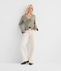 Rivete Tall High Rise Wide Leg Jeans in Ivory carousel Product Image 1