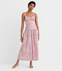 Petite Floral Ruched Poplin Midi Skirt carousel Product Image 1