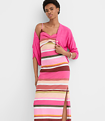 Striped Linen Cotton Strappy Midi Dress carousel Product Image 4