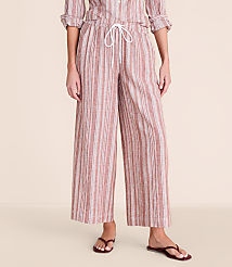 Lou & Grey Striped Linen Cotton Wide Leg Crop Pants carousel Product Image 4
