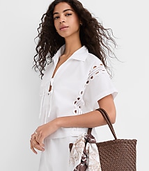 Lace Eyelet Bow Poplin Shirt carousel Product Image 4