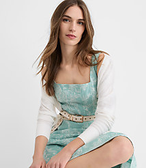 Petite Floral Toile Linen Cotton Seamed Midi Pocket Dress carousel Product Image 4