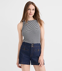 Stripe Perfect Ribbed Apron Neck Tank Top carousel Product Image 4