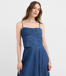Chambray Ruched Bustier Top carousel Product Image 1