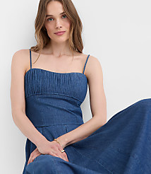 Chambray Ruched Bustier Top carousel Product Image 4