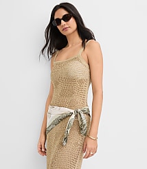 LOFT Beach Shimmer Pointelle Sweater Maxi Swimsuit Coverup carousel Product Image 4