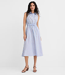 Striped Halter Midi Pocket Shirtdress carousel Product Image 1
