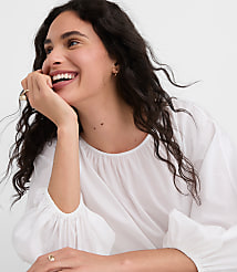 Poplin Ribtrim Boatneck Blouse carousel Product Image 4