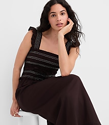 Petite Ruffle Strap Smocked Midi Dress carousel Product Image 3