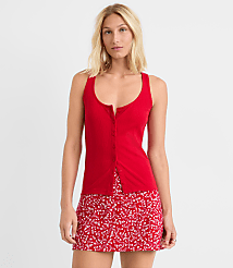 Scalloped Pointelle Button Tank Top carousel Product Image 2