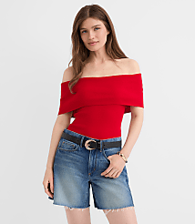Ribbed Off The Shoulder Sweater carousel Product Image 3