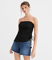 Beaded Ruched Asymmetric Strapless Top carousel Product Image 2